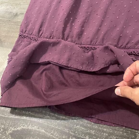 Loft Women's Shift Dress Plum Purple Swiss Polka Dot Crochet Size S - Picture 12 of 14